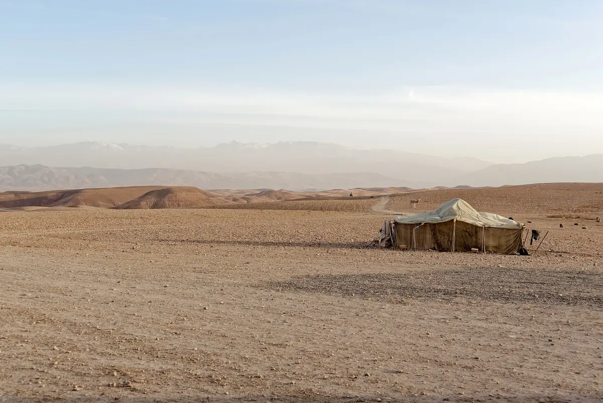 A tent in the Agafay Desert