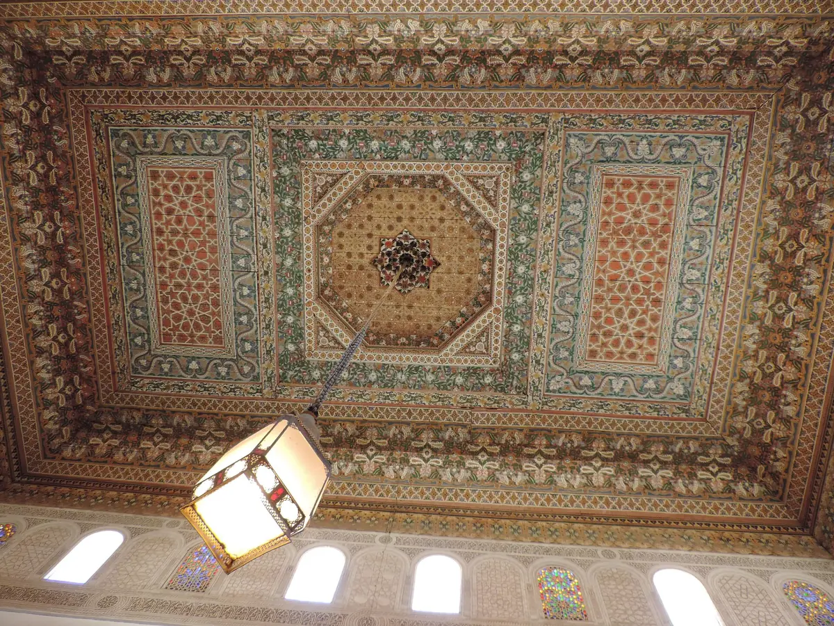 Painted wooden ceiling in the Bahia Palace