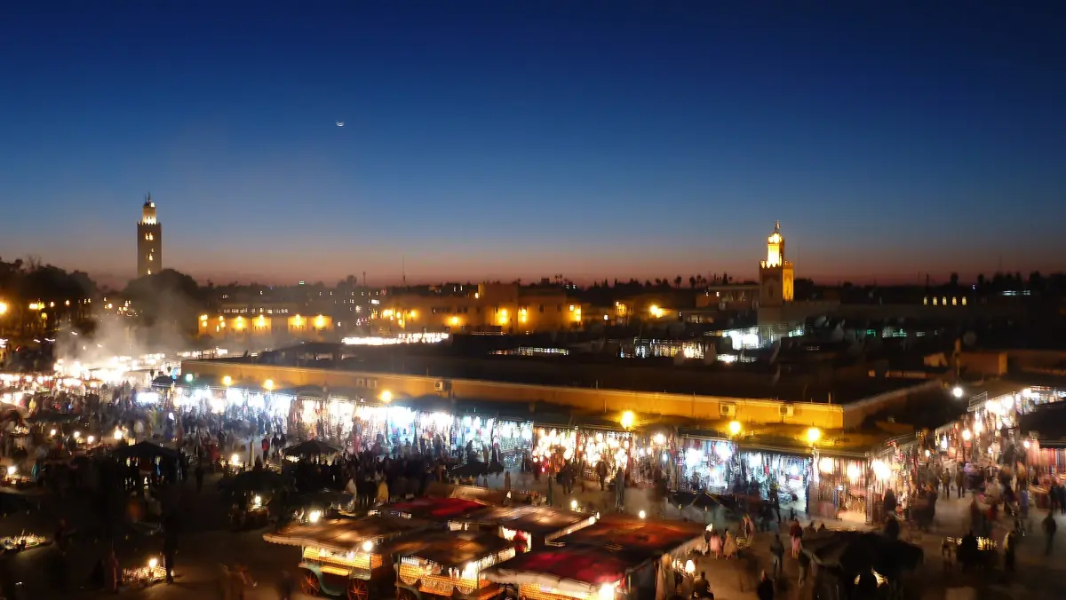 Evening lights over the square and the medina