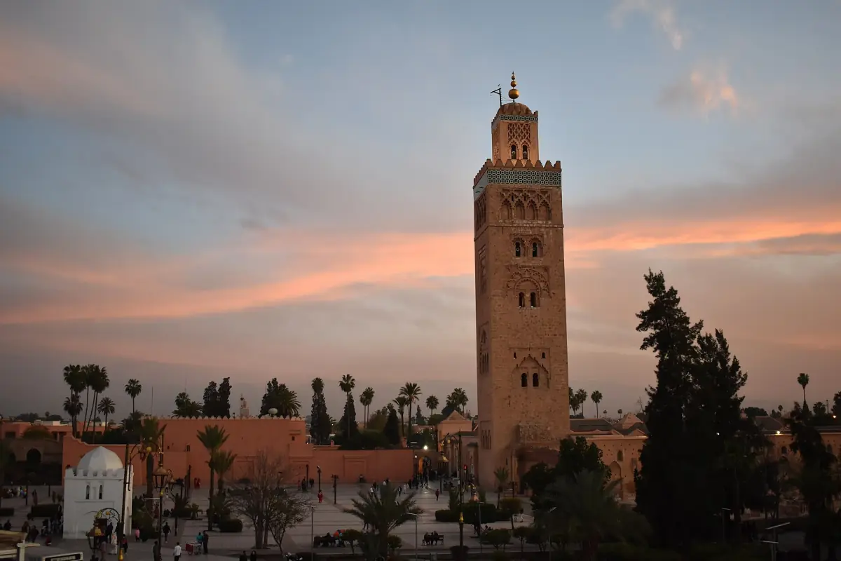Koutoubia minaret at sunset