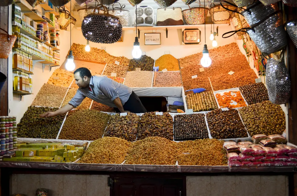 Dried fruit stall in the souk