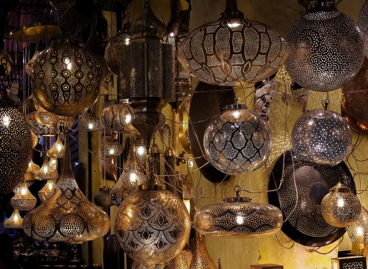 Hanging lanterns in Souk Haddadine